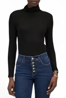 NWT Madewell Ribbed Turtleneck Long-Sleeve Tee in Black size XXS NT768