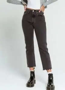 Levi’s 501 Gray Wash Crop Scallop Hem Jeans