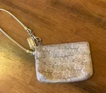 Coach Gold Tan Wristlet Clutch with Elegant Design zipper wrist strap