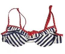 Forever 21 Red White and Blue Retro Nautical Pinup Style Bikini Top Small