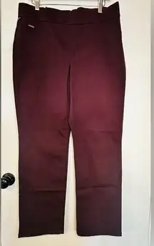 Nine West Heidi Pull On Straight Stretch Elastic Waist Denim Pant Wine Color NWT