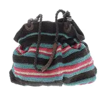 THE SAK Multi Color Striped Crochet Knit Bag Crossbody Shoulder Bag Purse Tote