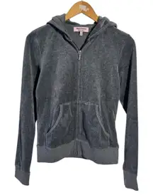 Juicy Couture Velour Bling Track Full Zip Jacket Women M Gray Scottie Dog Y2K