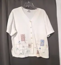 Teddi Women's Large Embroidered Cardigan,‎ Floral Cottagecore Sweater, Granny