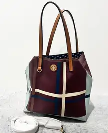 Tory Burch Berry Plaid Tote Bag Crossbody