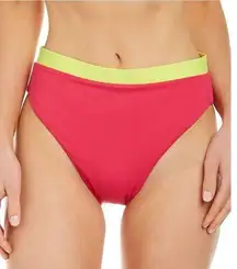 Andie neon pink and yellow high waisted swim bottoms