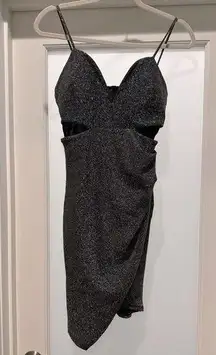 Windsor 🌟 Bodycon Black and Silver sparkly Dress Size L Party Dress Vegas