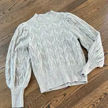 Express Cable Knit Sweater with tiny sequin detail, balloon sleeves, XS,holiday!