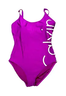 Calvin Klein Purple One Piece Swimsuit Logo Strap, Padded Women’s Size 10