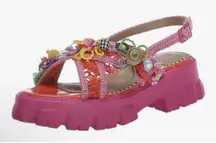 Betsey‎ Johnson Graysen Women's Sandals Pink Multi Size 9.5 3D Platform