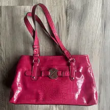 Vintage 90s Nine & CO. Pink Croc Candy Purse  Shoulder Bag Girly Faux‎ Leather