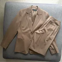 Lafayette 148 New York Wool Jacket & Pant Beige Suit Set