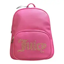NWT-JUICY COUTURE-OBSESSION PINK MEDIUM BACKPACK MSRP$99 Gold studded logo on front  Branded adjustable straps Gold tone hardware   Zip closure  Front zip pocket One zip inside pocket Two inside open pockets Measures 12x9x4 inches  Brand new with tags 