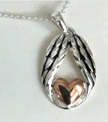 NIB Footnotes Sterling Silver‎ Heart Wing Pendant True Friendship Necklace