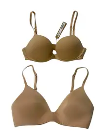 Skims Bra Lot 32B Wireless Form Mica & Fits Everybody Clay T-Shirt Bras NWT