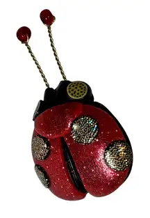 Joyce Fritz Yipes Red Glitter Ladybug Pin Brooch Womens Jewelry Artsy Bug