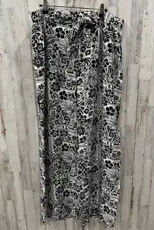 Primark Black White Floral Belted Wide Leg Lightweight Flowy Beachy Pants XL