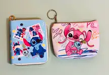 Disney Lilo & Stitch and Angel Coin Purse zippered pouch card holder set of 2