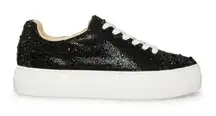 Betsey Johnson Women's Black Size 9  Rhinestone Sidny Platform Sneaker  Sparkly