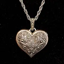 JUDITH JACK Sterling Silver Marcasite Encrusted Large Heart Locket RARE