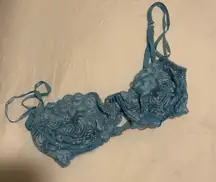 Fredericks of Holly wood blue balconette lace bra