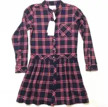 Current Elliott Tartan Plaid Dress size 2/4 Red Blue Drop Waist School Girl NWT