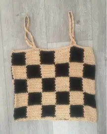 NWOT Pink Lily Checkered Tan and Black Sweater Tank Size‎ Small