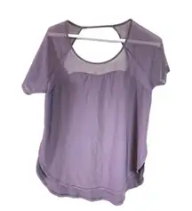 Lululemon Purple Anew Top Short Sleeve Workout Shirt Split Sides Open Back Sz 6