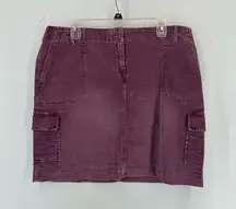 J.Jill Corduroy Pocket Stretch Mini Skirt Womens 14 Purple