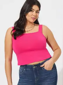 Torrid Peacock Pink Foxy Square Neck Crop Tank Top Plus Size 4X 26 Sporty NWT
