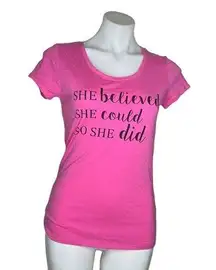 CATO Pink Graphic T Shirt She Believed She Could So She Did Cotton Modal Small