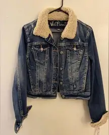 Denim Jacket Cropped Women’s Large Faux Fur