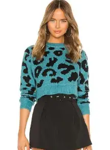 Superdown Veronica Cropped Leopard Sweater Medium Preloved