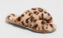 Stars Above Paris Slide Slippers Leopard Print Brown Tan womens Size 9 10