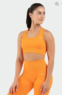 NWT TLF sculpt seamless racerback sports bra orange burst cut out back gym S