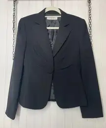 Tahari  Black Womens Blazer With Flower Button Career Office Workwear Size 6