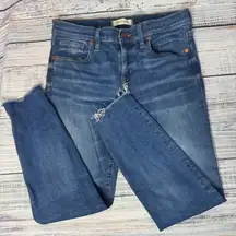 Madewell 9” Skinny Jeans Women’s Size 29P Petite Blue Denim Raw Hem Stretch