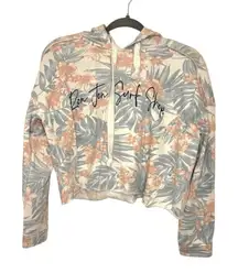 Ron Jon Surf Shop Floral Cropped Hoodie Tropical Graphic Sweatshirt XS Skater