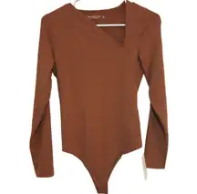 Womens Abercrombie & Fitch Soft AF Brown V Neck Long Sleeve Bodysuit Size Small