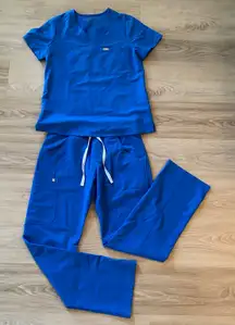 FIGS Royal Blue Catarina Top Kade Straight Leg Scrub Set Uniform Women's Small
