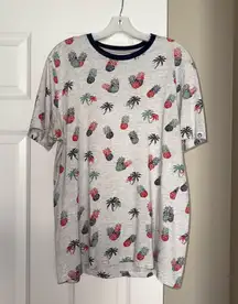 Free Planet Pineapple and Palm Print Tee - Gray