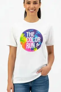HAPPIEST 5K White The Color Run Short Sleeve Round Neck T-Shirt