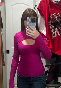 Pink Rose Cut-Out Sweater