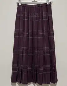 Pendleton Edition Virgin Wool Purple Plaid Pleated Midi School Girl Skirt Size 6