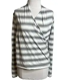 Lululemon  radiant long sleeve striped wrap top gray white