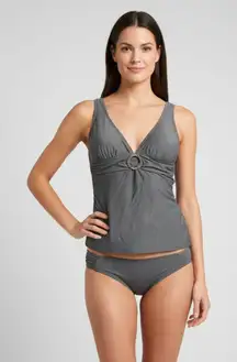 Michael Kors Gunmetal Tank Bathing Suit Cruise Swimwear Sleek Top Part XS