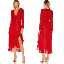 House of Harlow  1960 Revolve Justina Maxi Long Sleeve Dress Red Medium