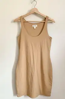 Open Edit Beige Cream Tan Sleeveless Bodycon Dress US Small