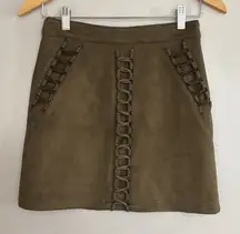 MOVING SALE - LF Seek the Label olive soft suede mini skirt