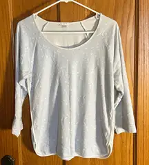 Lake Pajama Shirt Top Women’s M Pima Cotton Ligjt Blue White Stars 3/4 Sleeve